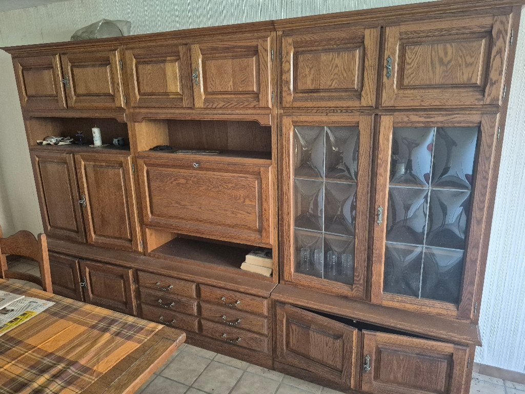 Antieke eetkamerkast, Huis en Inrichting, Kasten | Wandmeubels, Ophalen, Eikenhout, 300 cm of meer, Zo goed als nieuw