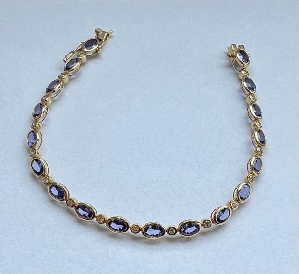 bracelet or jaune, Bijoux, Sacs & Beauté, Bracelets, Enlèvement ou Envoi, Comme neuf, Bleu, Or