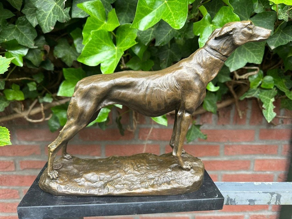 bronzen sculptuur hond greyhound windhond, Enlèvement ou Envoi, Brons, Statue