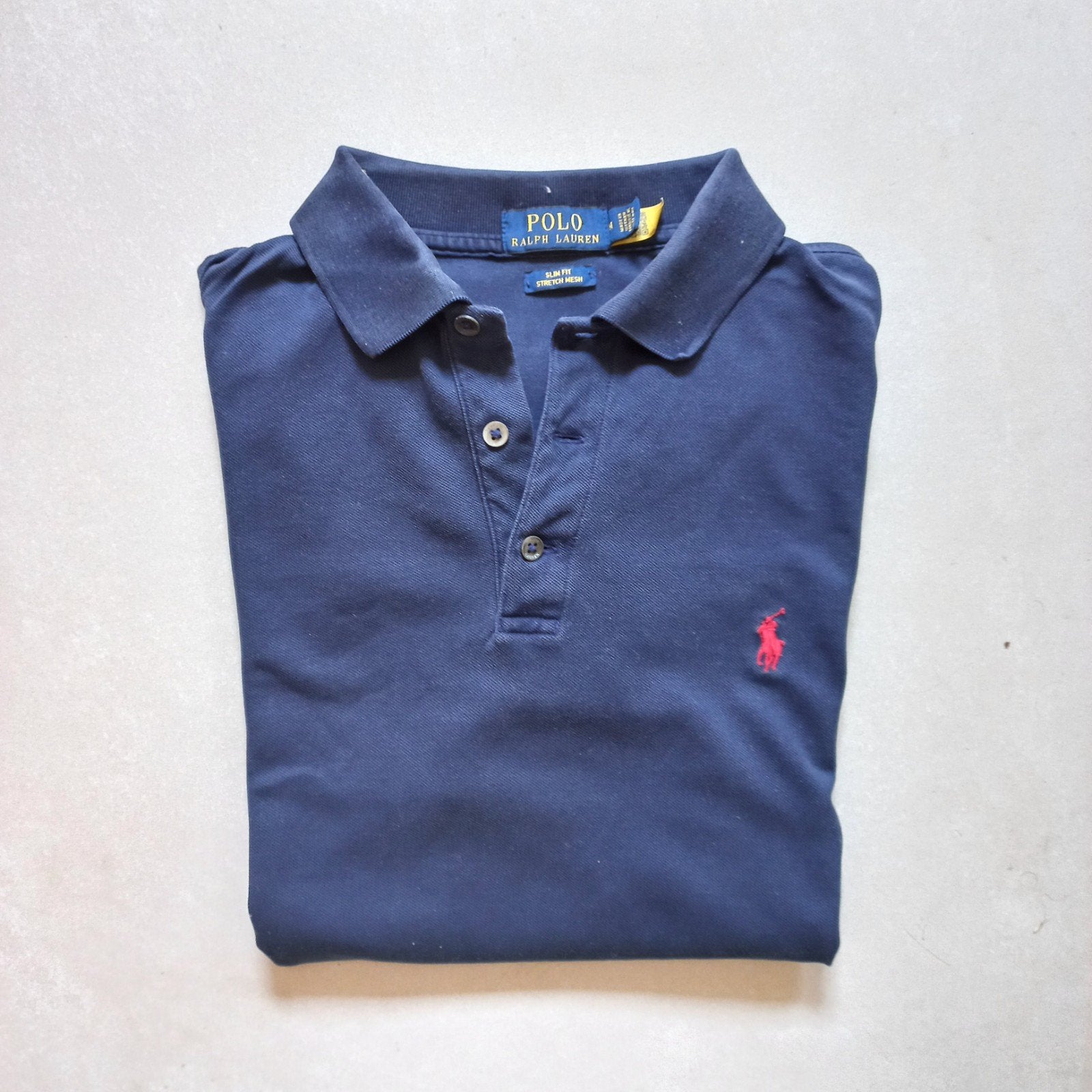 Stijlvolle slim fit polo Ralph Lauren maat M stretch mesh, Kleding | Heren, Polo's, Maat 48/50 (M), Blauw, Verzenden