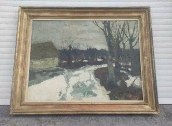 huile sur toile paysage enneige signe armand apol, Antiquités & Art, Art | Peinture | Classique, Enlèvement, Paysage, Toile