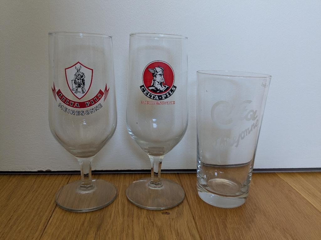 3 verres Celta Pils - Meiresonne, Collections, Marques de bière, Enlèvement