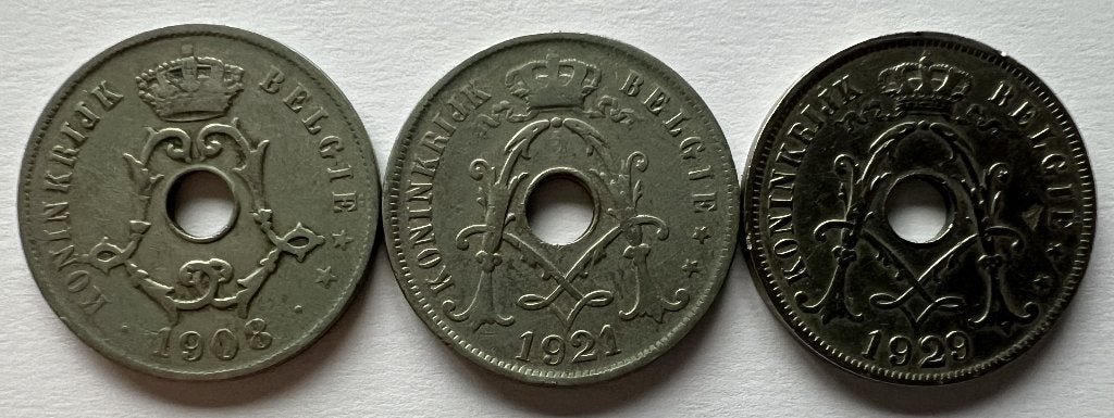 Belgie munten - 25 centimes - centiem - Albert I - 1921 - 17, Ophalen of Verzenden, Overig, Setje