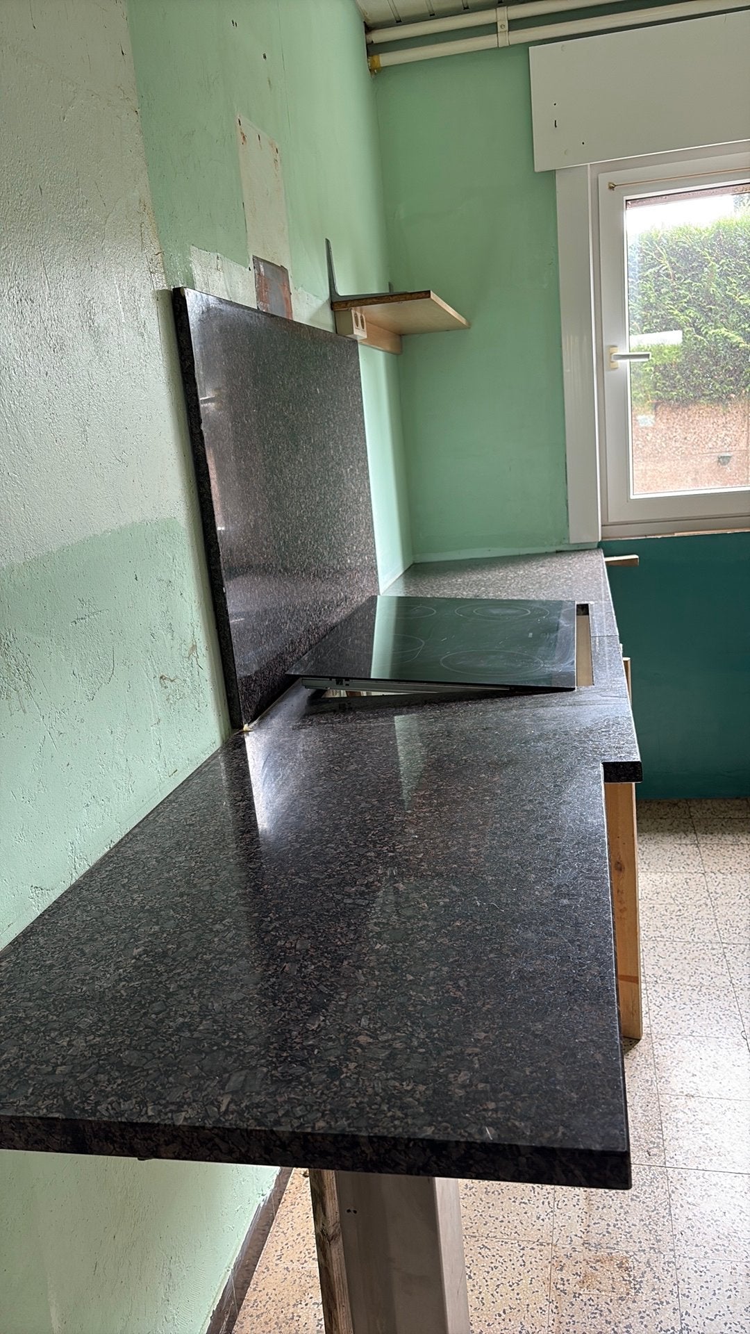Donker granieten keukenblad – 281  60 cm, Ophalen, Gebruikt