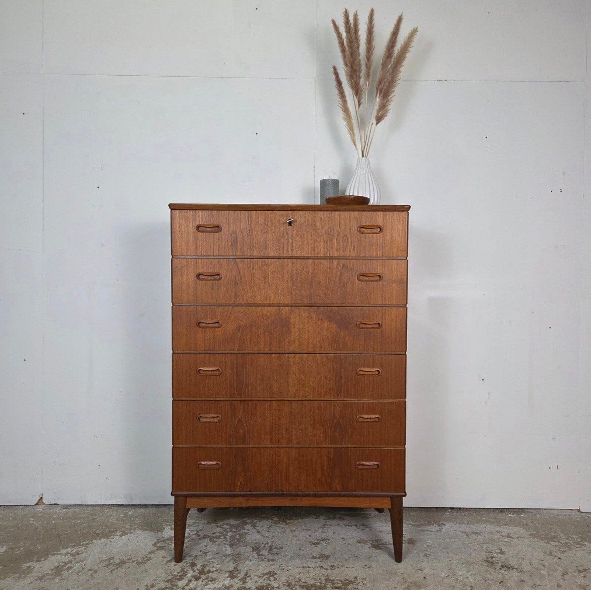 Commode danoise vintage, Omann Jun, 6 tiroirs, teck, 1960, Enlèvement, Comme neuf, Danish, commode, kommode ladenkast, retro, chest of drawers