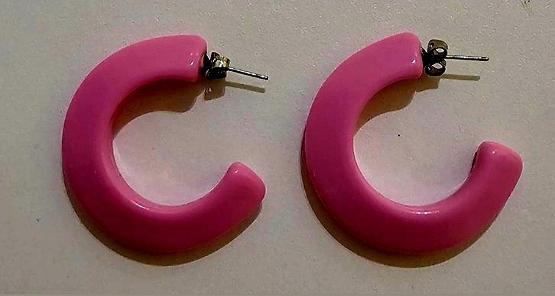 BOUCLES D'OREILLES ROSE, Neuf, Rose, Autres matériaux, Pendantes