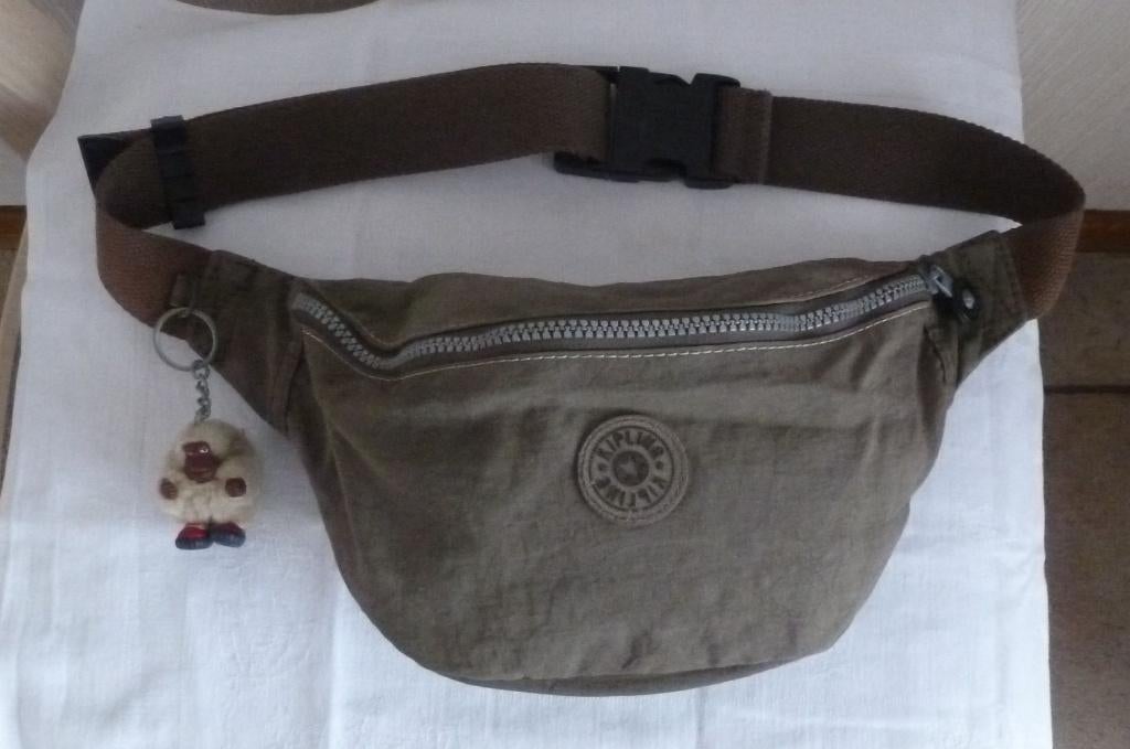 Kipling sac banane beige + singe, Enlèvement ou Envoi, Moins de 40 cm, Beige, Moins de 35 cm