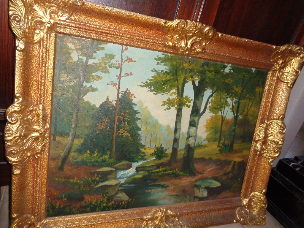 *Prachtig gesigneerd antiek schilderij met zéér mooie kader, Antiek en Kunst, Ophalen of Verzenden, Bijzondere lijst, Doek
