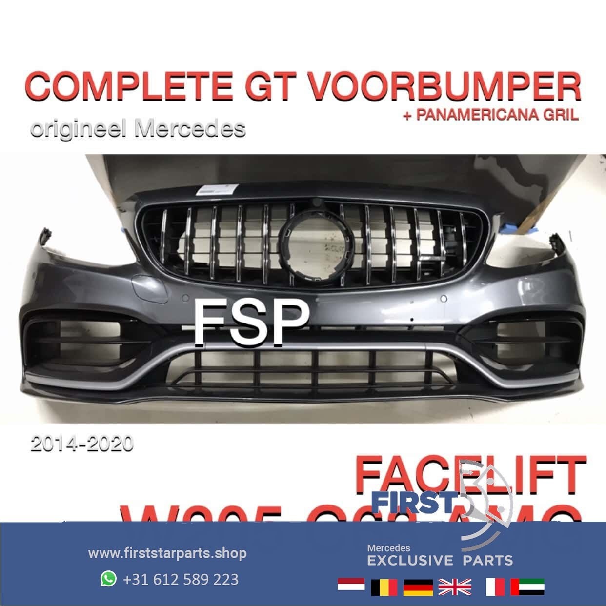 W205 FACELIFT C63 AMG VOORBUMPER COMPLEET ORIGINEEL Mercedes, Utilisé, -, Avant, -