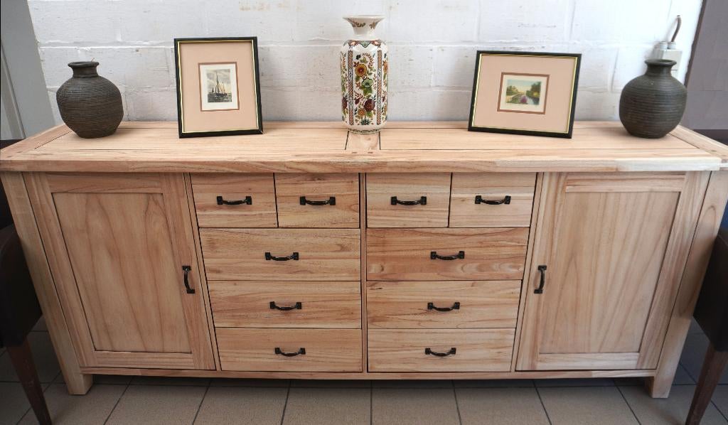 Super massief rubberhout dressoir buffet, Ophalen of Verzenden, Zo goed als nieuw