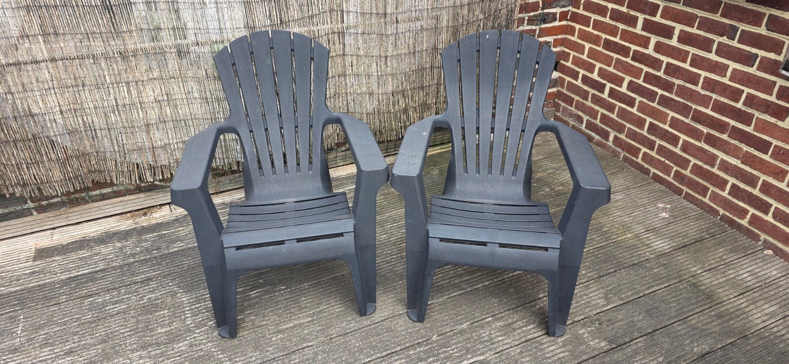 GRATIS tuinstoelen plastic zwart, Ophalen, Gebruikt, Plastic, Stapelbaar