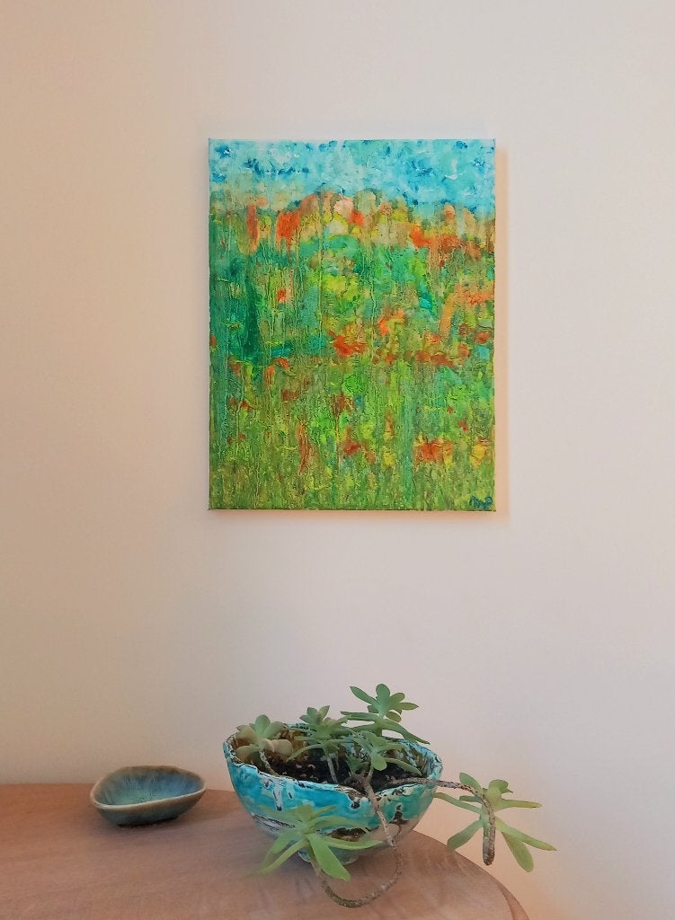 Wonders of Spring, olie op doek, 27x35 cm, Ophalen of Verzenden, Op houten frame, Olieverf, Abstract