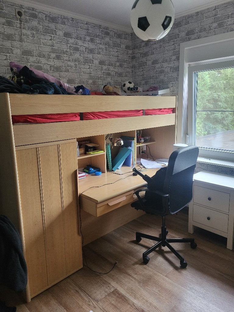 Stevige hoogslaper met bureau en kleerkast, Maison & Meubles, Chambre à coucher | Chambres à coucher complètes, Enlèvement, Utilisé
