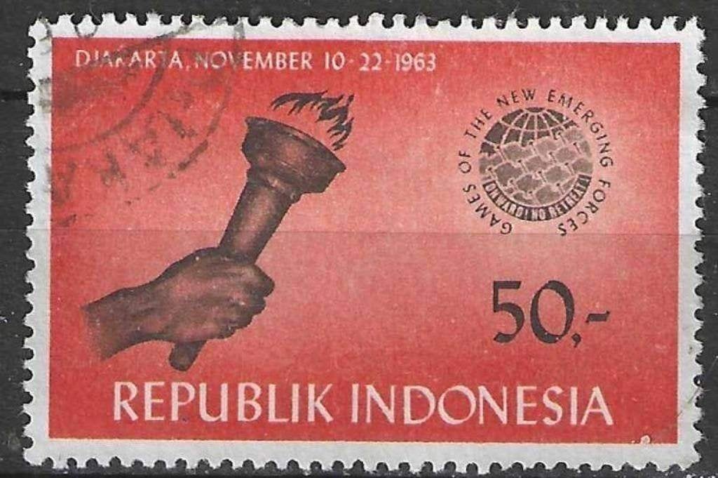 Indonesie 1963 - Yvert 358 - Spelen in Djakarta (ST), Postzegels en Munten, Verzenden, Gestempeld
