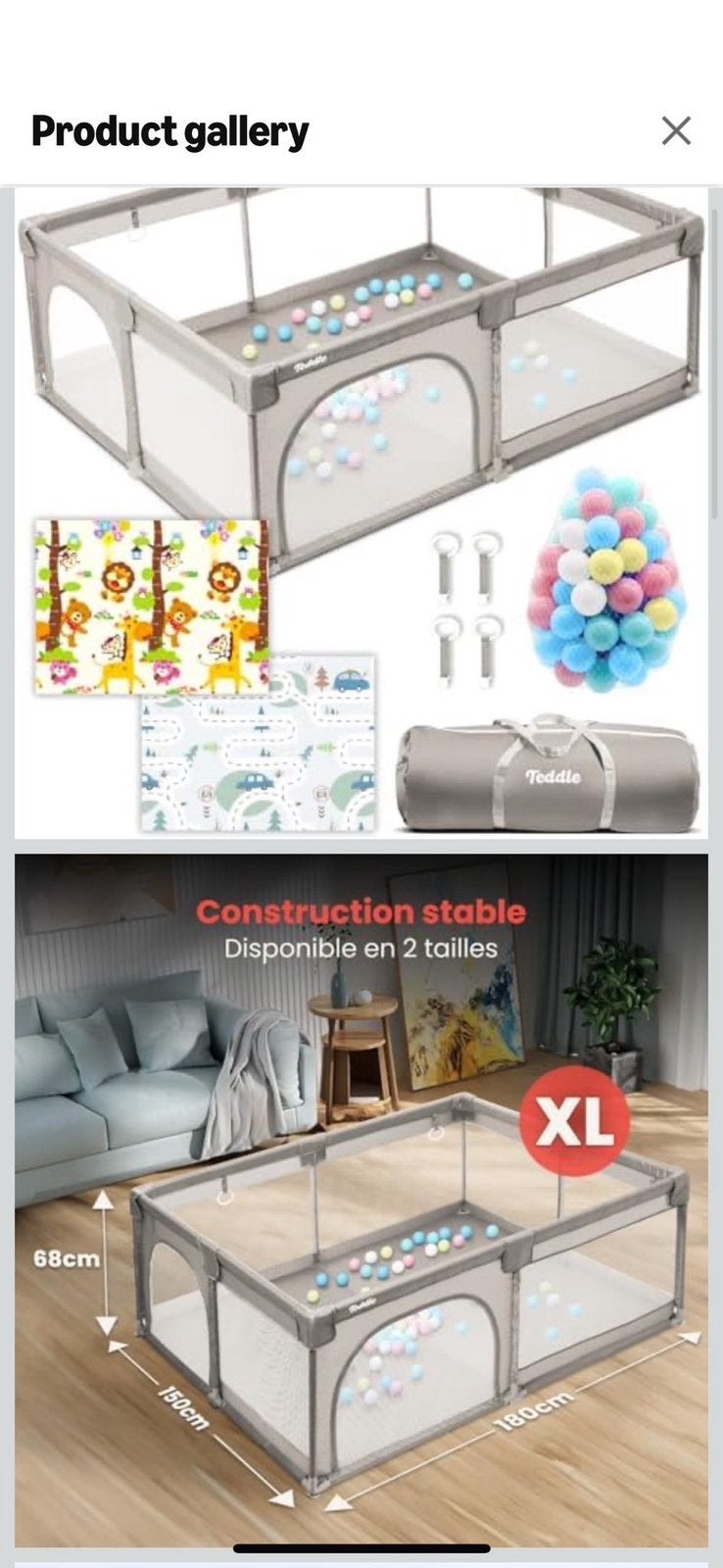 Parc pour bébés Teddle 150x180 avec tapis de jeu, Enfants & Bébés, Enlèvement, Comme neuf