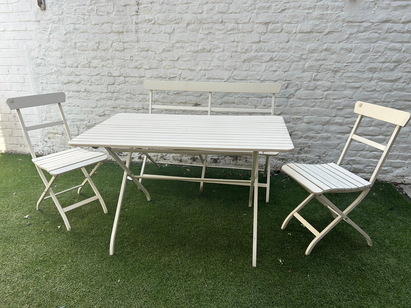Ensemble de jardin Ikea Mälarö blanc pour 4 personnes, Jardin & Terrasse, Ensembles de jardin, Chaise, Utilisé, Autres matériaux