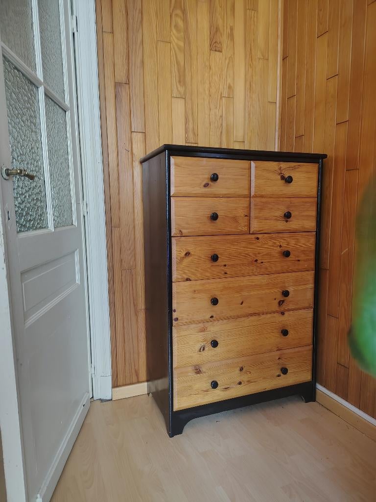 Commode en bois massif avec tiroir, Maison & Meubles, Armoires | Commodes, 25 à 50 cm, 5 tiroirs ou plus, Enlèvement, Utilisé