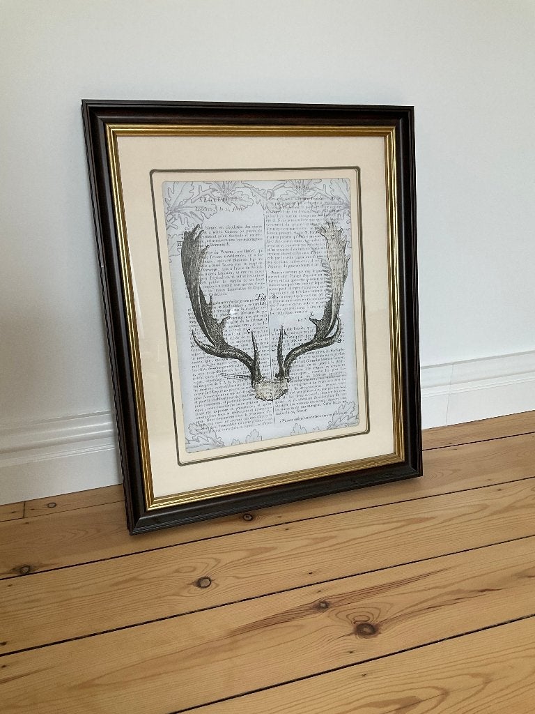 Decoratieve kader met tekening, landelijke stijl, Ophalen, 57 cm, Ingelijst werk, Zo goed als nieuw
