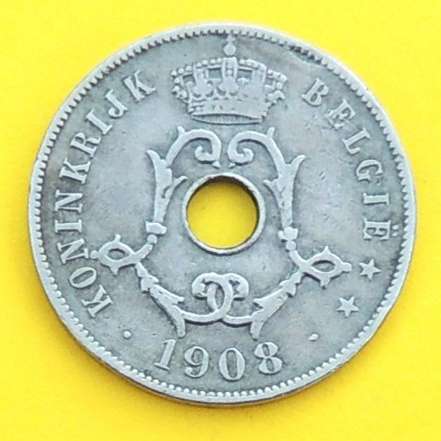 1908 25 centimen NL Léopold 2, Verzenden, Metaal, Losse munt