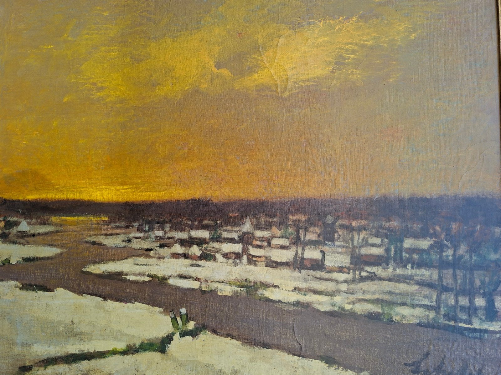 SCHELCK Maurice "Groot winters Leiezicht " olie op doek, Enlèvement, Toile