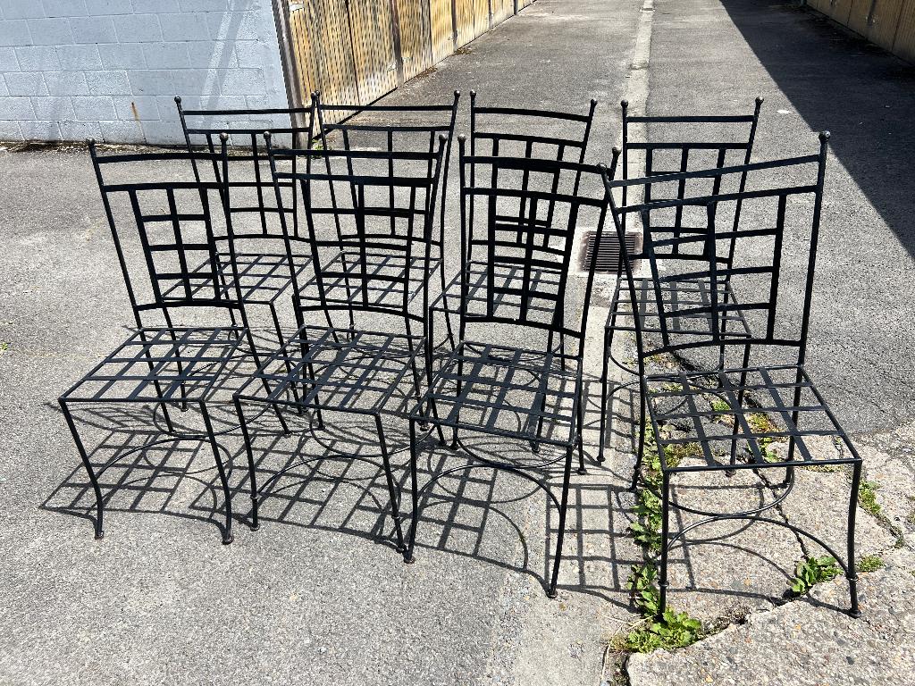 Smeedijzeren stoelen, Huis en Inrichting, Stoelen, Zo goed als nieuw, Metaal, Grijs, Vijf, Zes of meer stoelen