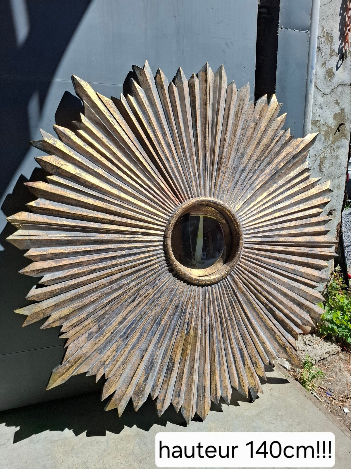 Zonnespiegel Miroir soleil XL140cm! verre convexe 30cm. 1980, Ophalen