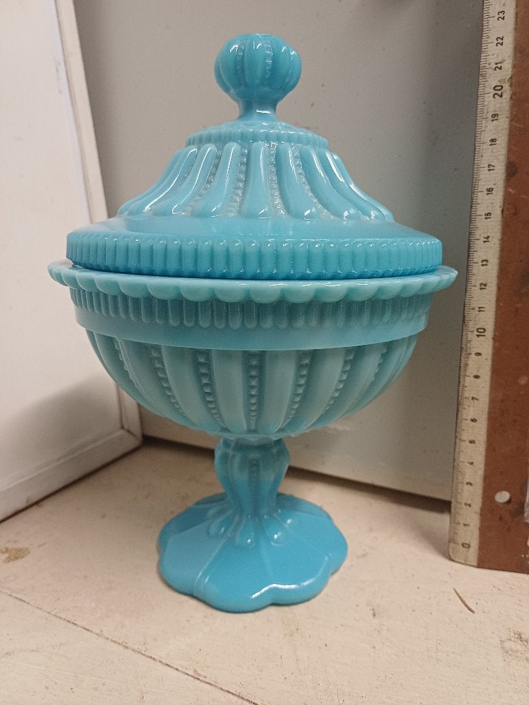 napoleon 3  / bonbonnière bleu en OPALINE, Enlèvement ou Envoi