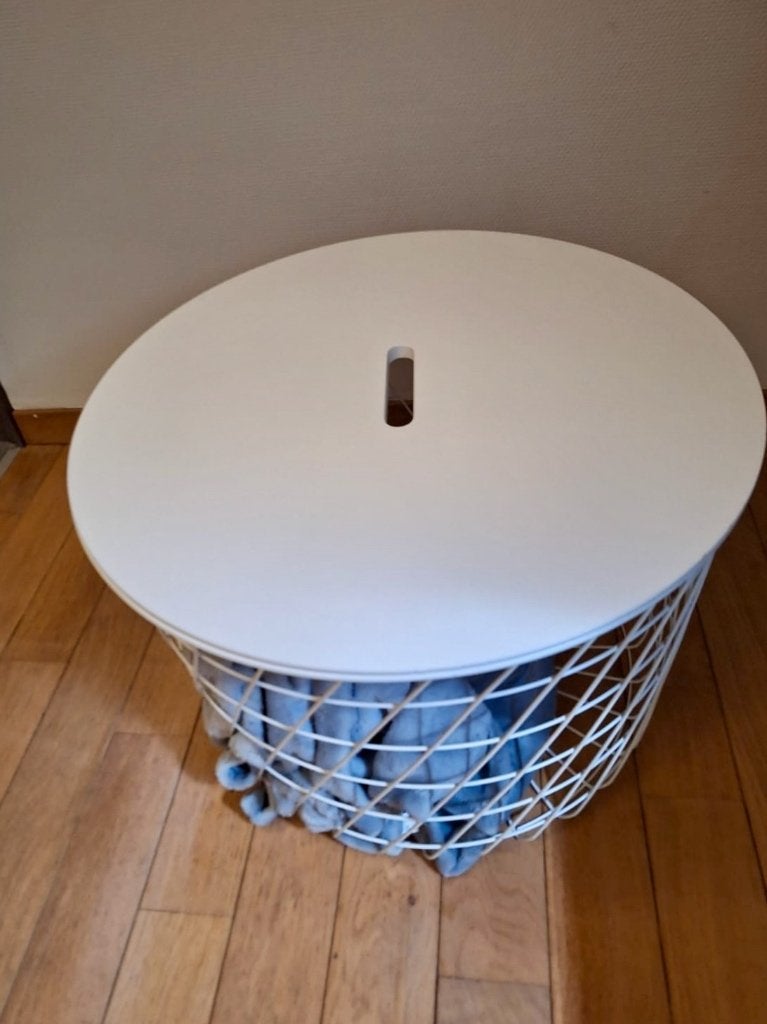 Salontafel of bijzettafel met opbergmand, Ophalen, 50 tot 100 cm, Rond, 50 tot 100 cm