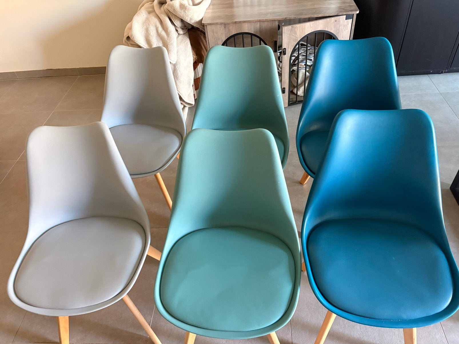 6 stoelen, Ophalen, Kunststof, Gebruikt, Blauw