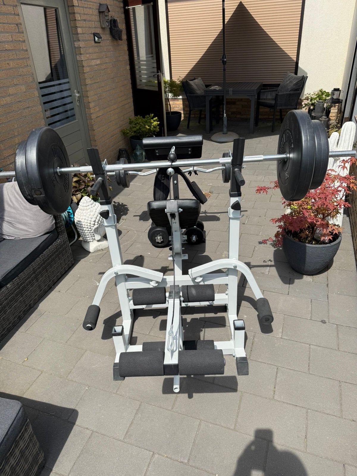 Halterbank met halterset 100Kg, Sport en Fitness, Ophalen, Zo goed als nieuw