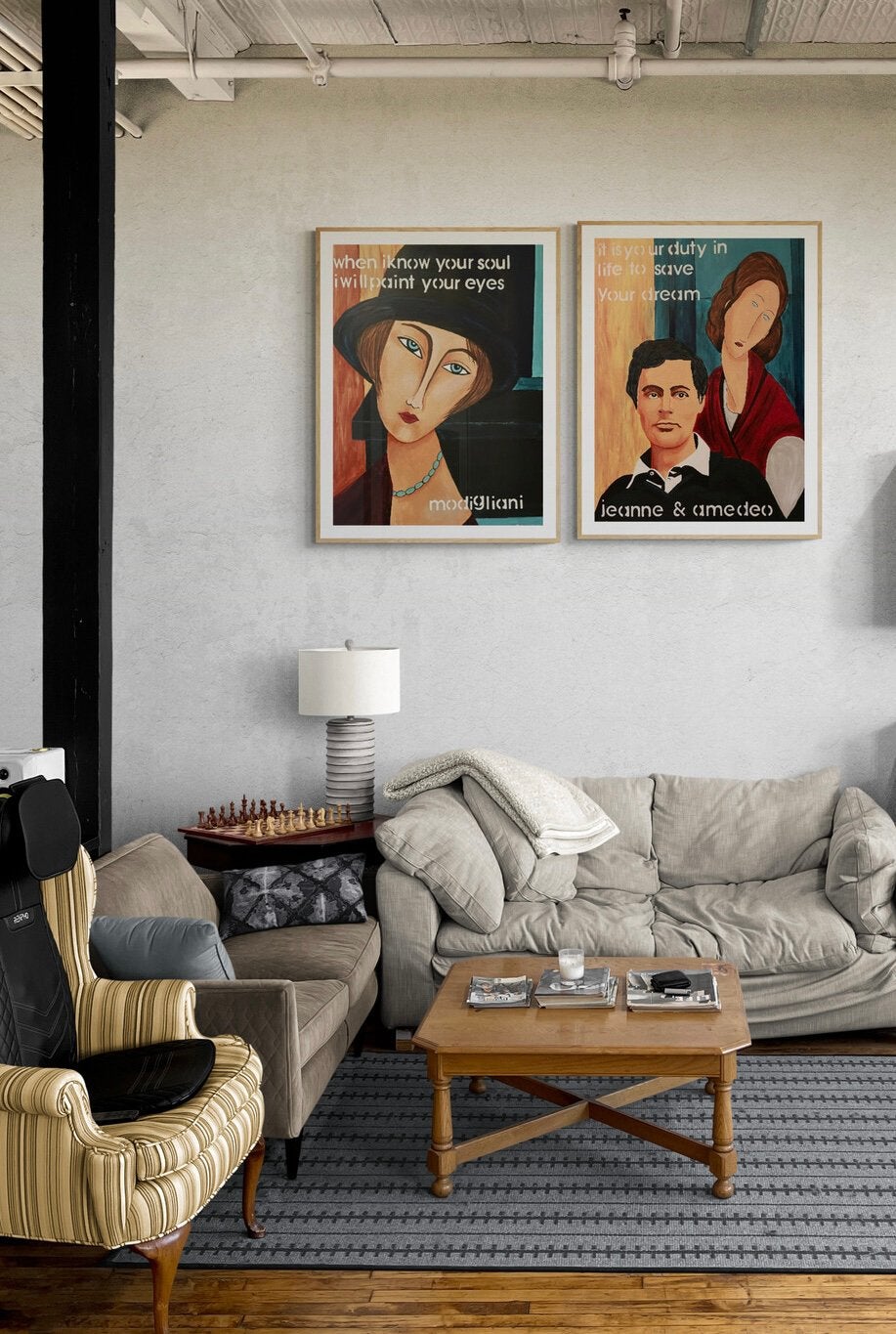 Schilderij Modigliani tribute, Ophalen of Verzenden, Overige materialen, Acrylverf, Portret