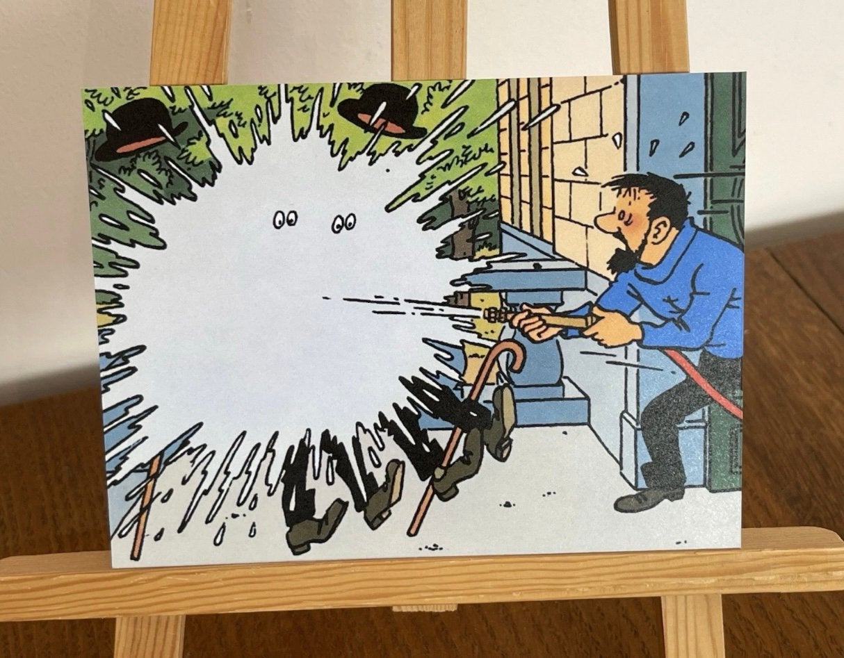 Kuifje Tim Hergé: Ansichtkaart „de Dupond (t) waterde”, Verzenden, Kuifje, Zo goed als nieuw, Plaatje, Poster of Sticker