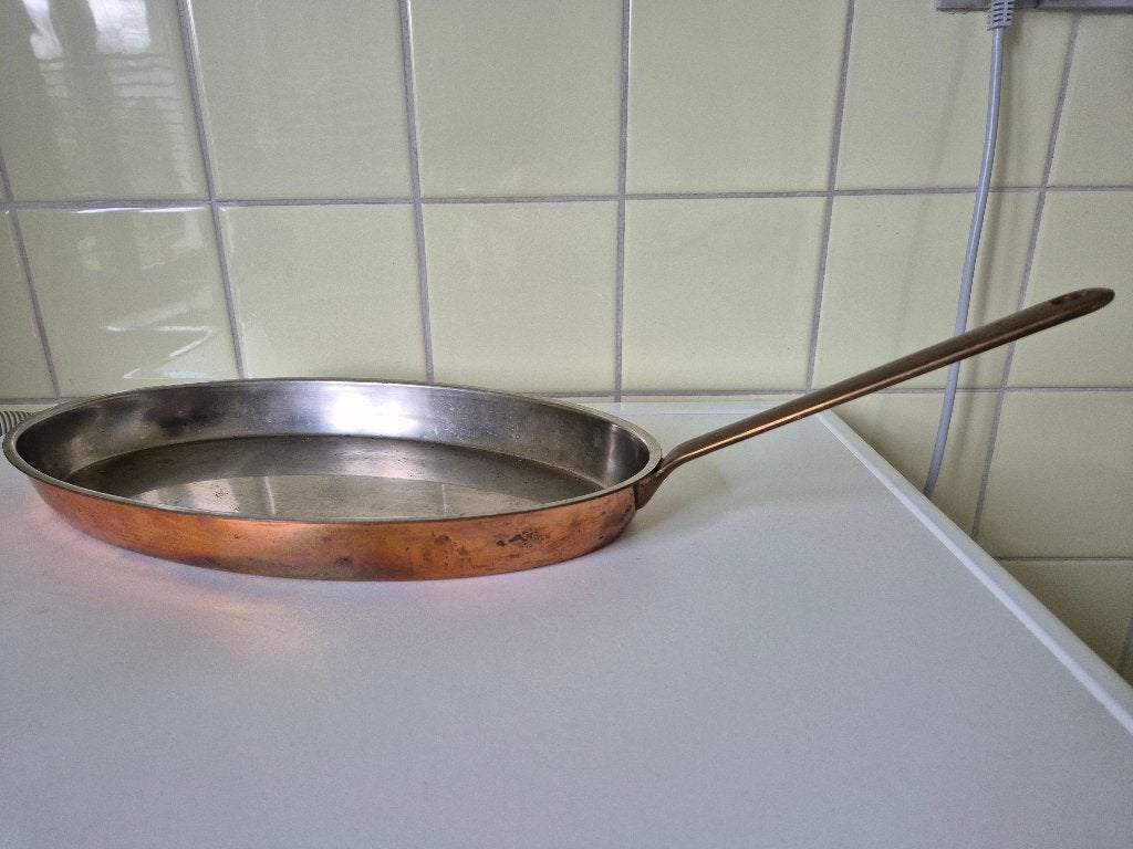 Massief koperen ovale pan: professioneel - Culinox stempel, Ophalen, Nieuw, Koekenpan of Braadpan, Keramische plaat