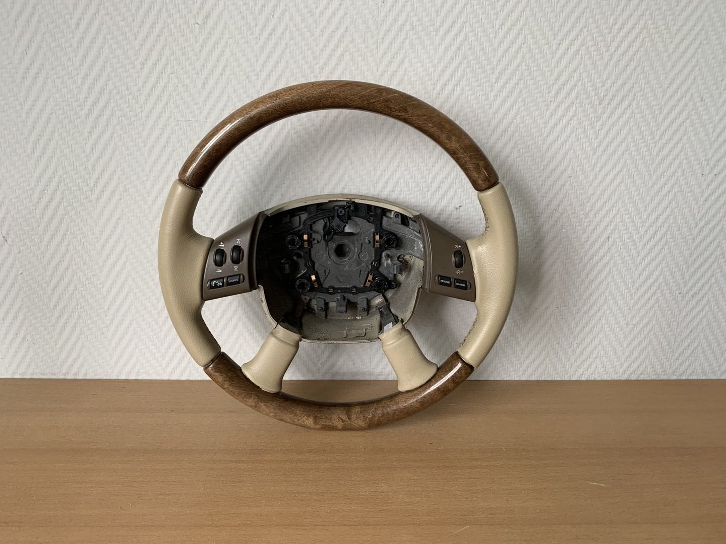 stuurwiel Beige Leer + hout jaguar X type 2005 tot 2009, Gebruikt, -, -, Ophalen of Verzenden