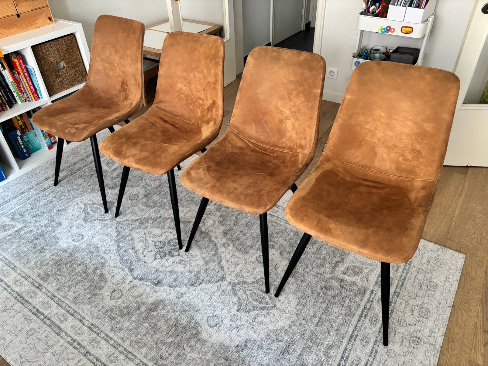 Lot de 4 chaises, Maison & Meubles, Chaises, Brun, Enlèvement, Utilisé, Cuir