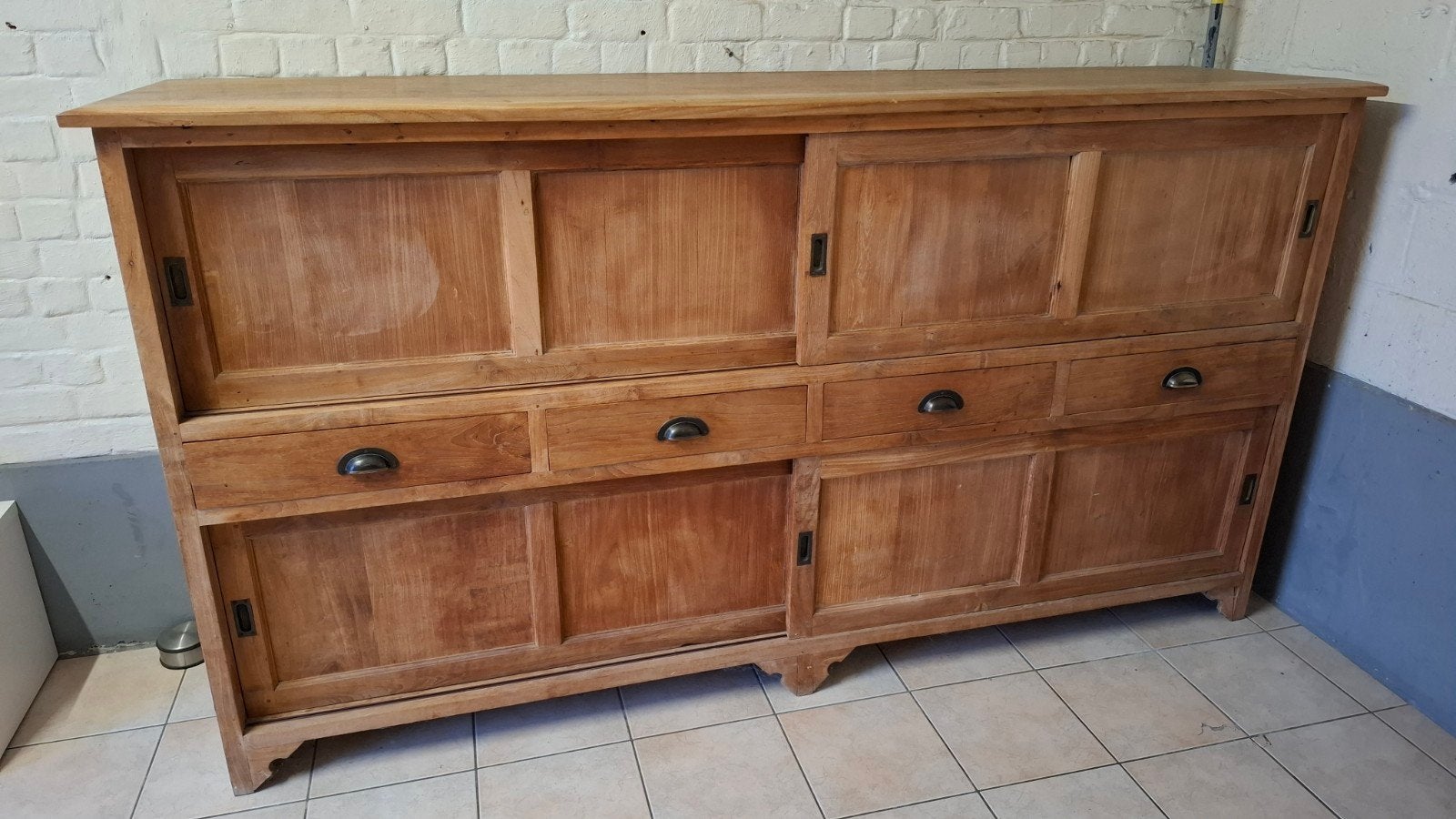 Massief Teak Buffetkast onbehandeld!, Ophalen, Met lade(s), Teakhout, Landelijk