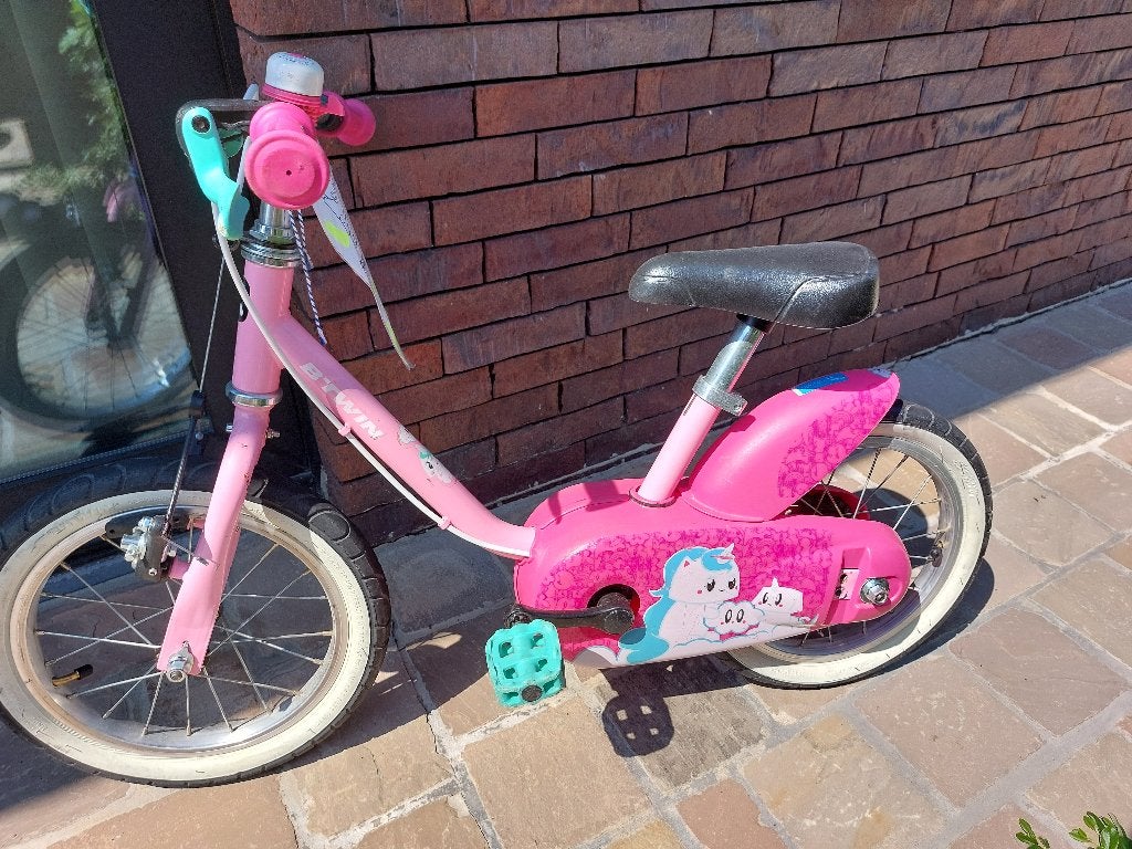 BTWIN Fiets 14 inch 3-5 jaar 500  Eenhoorn, Ophalen, Gebruikt, Velgrem, B-Twin