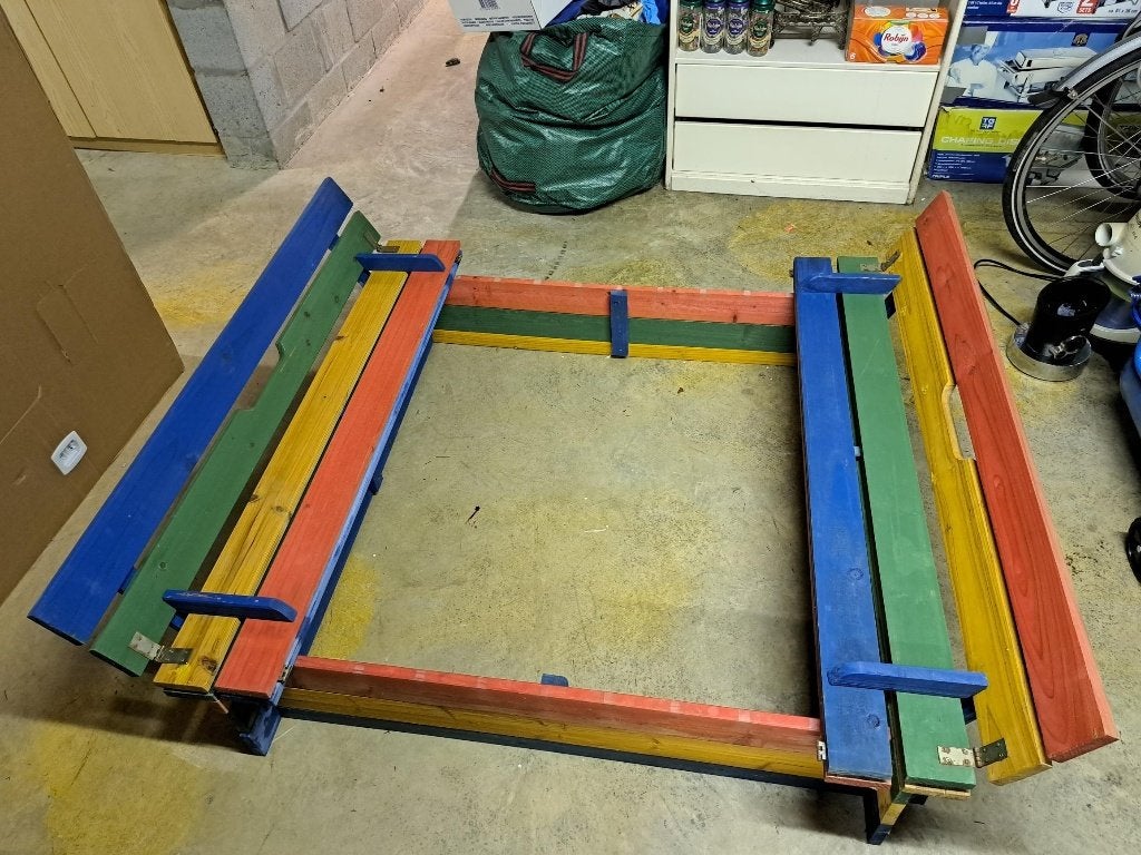 Afsluitbare houten zandbak, Kinderen en Baby's, Speelgoed | Buiten | Zandbakken, Ophalen, Gebruikt