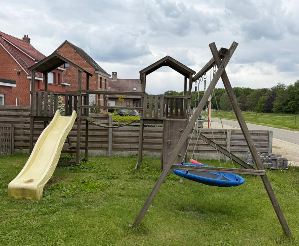 Houten speeltuin, Kinderen en Baby's, Speelgoed | Buiten | Speeltoestellen, Ophalen, Gebruikt, Klimtouw
