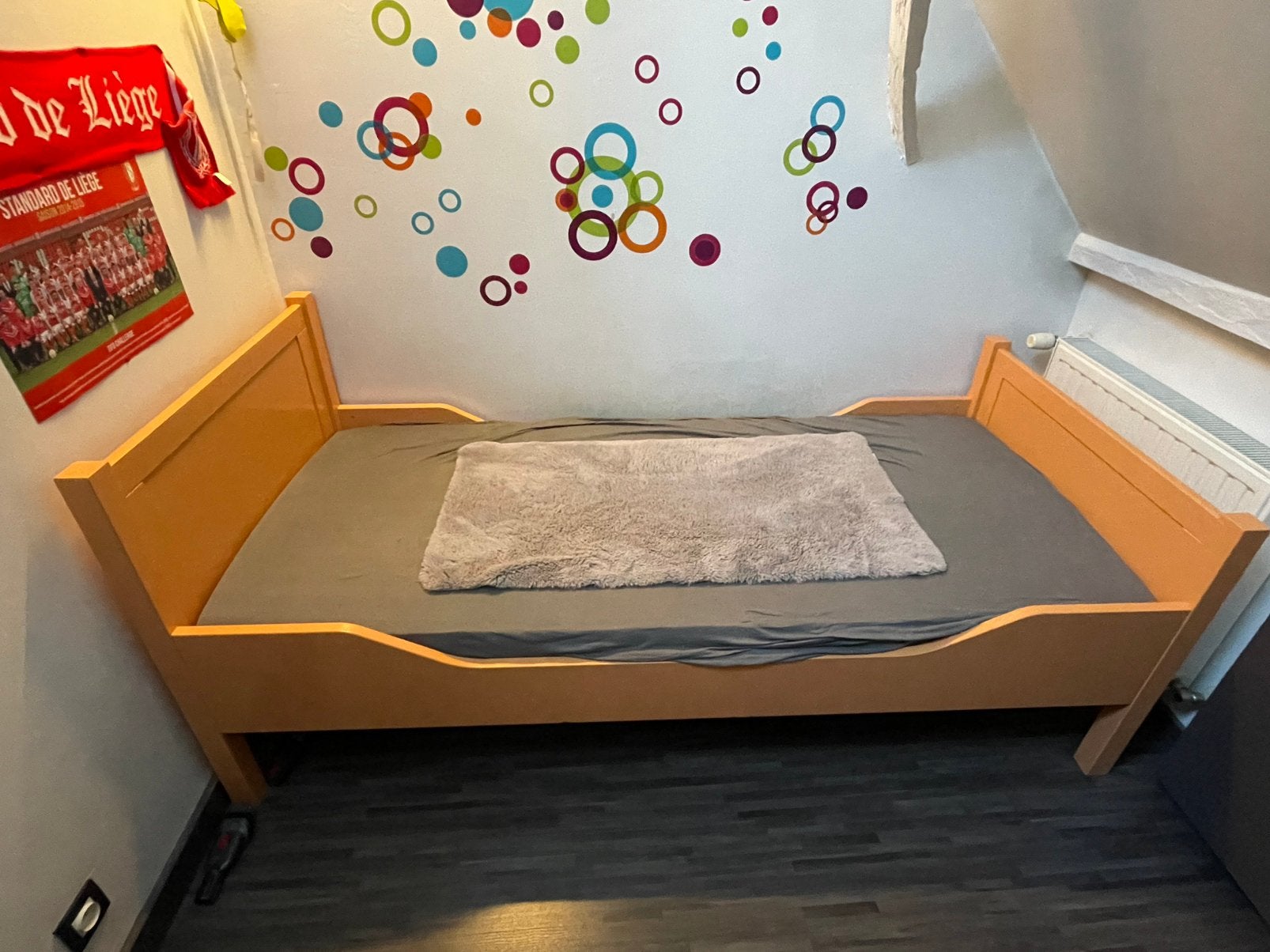 Houten 1 persoonsbed, Enlèvement, Comme neuf, Sommier à lattes
