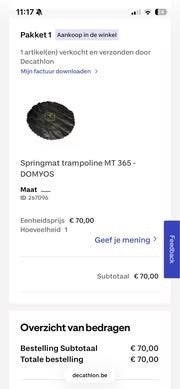 Trampoline / springmat / maat 365 cm - DOMYOS / Decathlon, Ophalen, Gebruikt