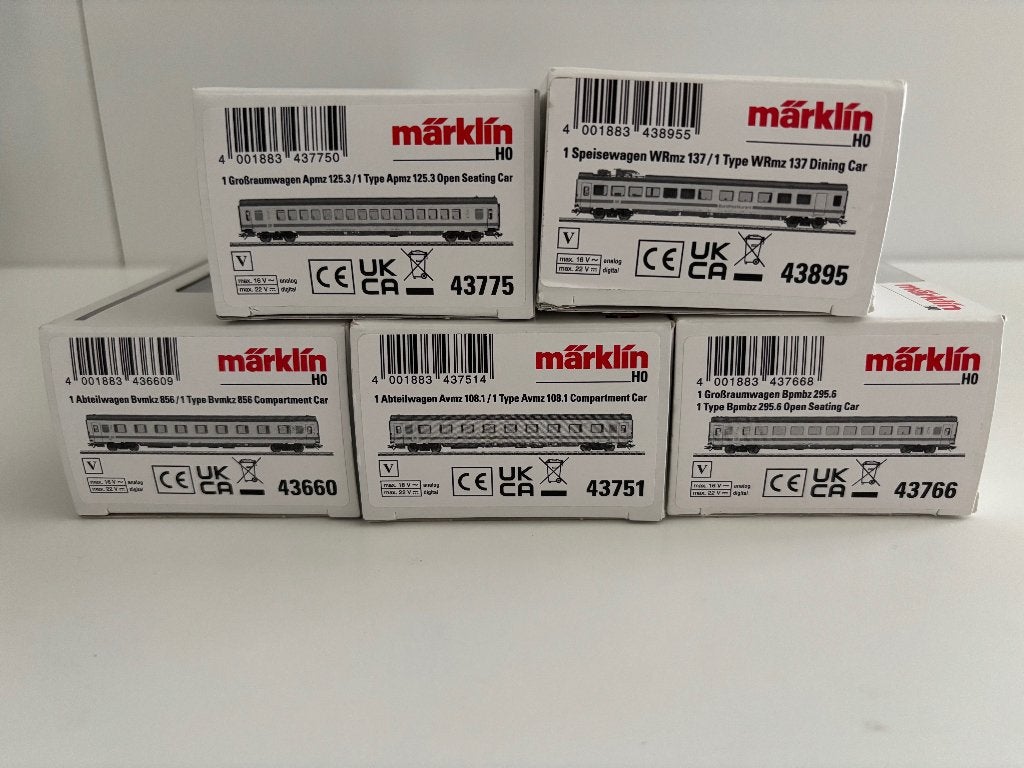 Chariots Märklin H0 DB AG 5 IC 43660/751/766/775/895, Enlèvement ou Envoi, Courant alternatif, Wagon, Comme neuf