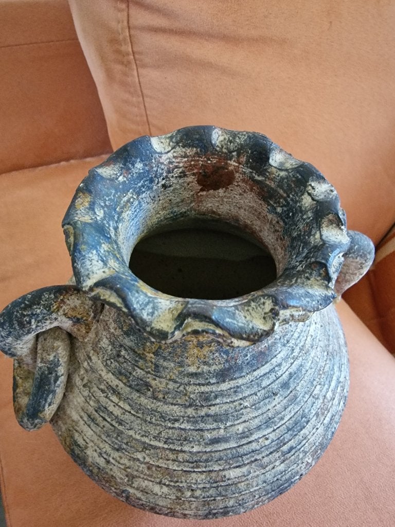 Vase terre cuite double anseset anneau suspendu, Enlèvement