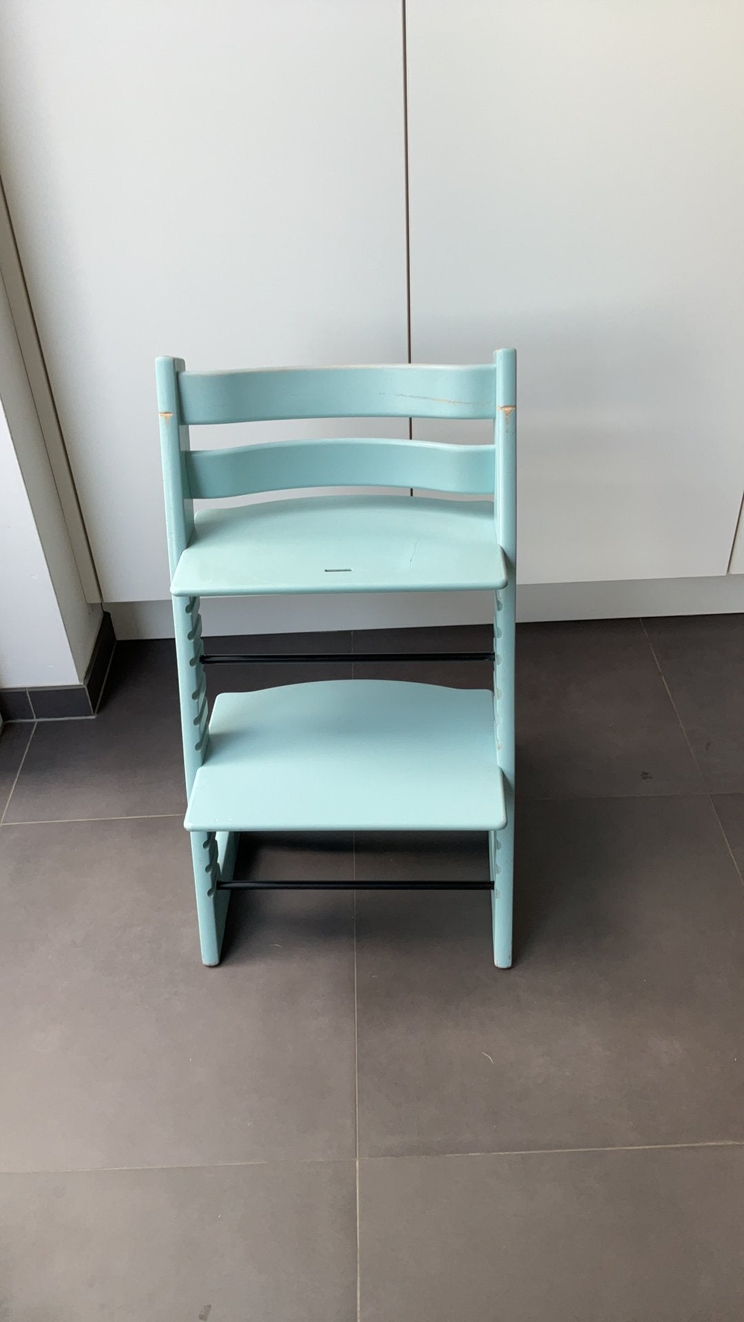 Stokke Tripp Trapp stoel blauw, Ophalen, Gebruikt, Meegroeistoel