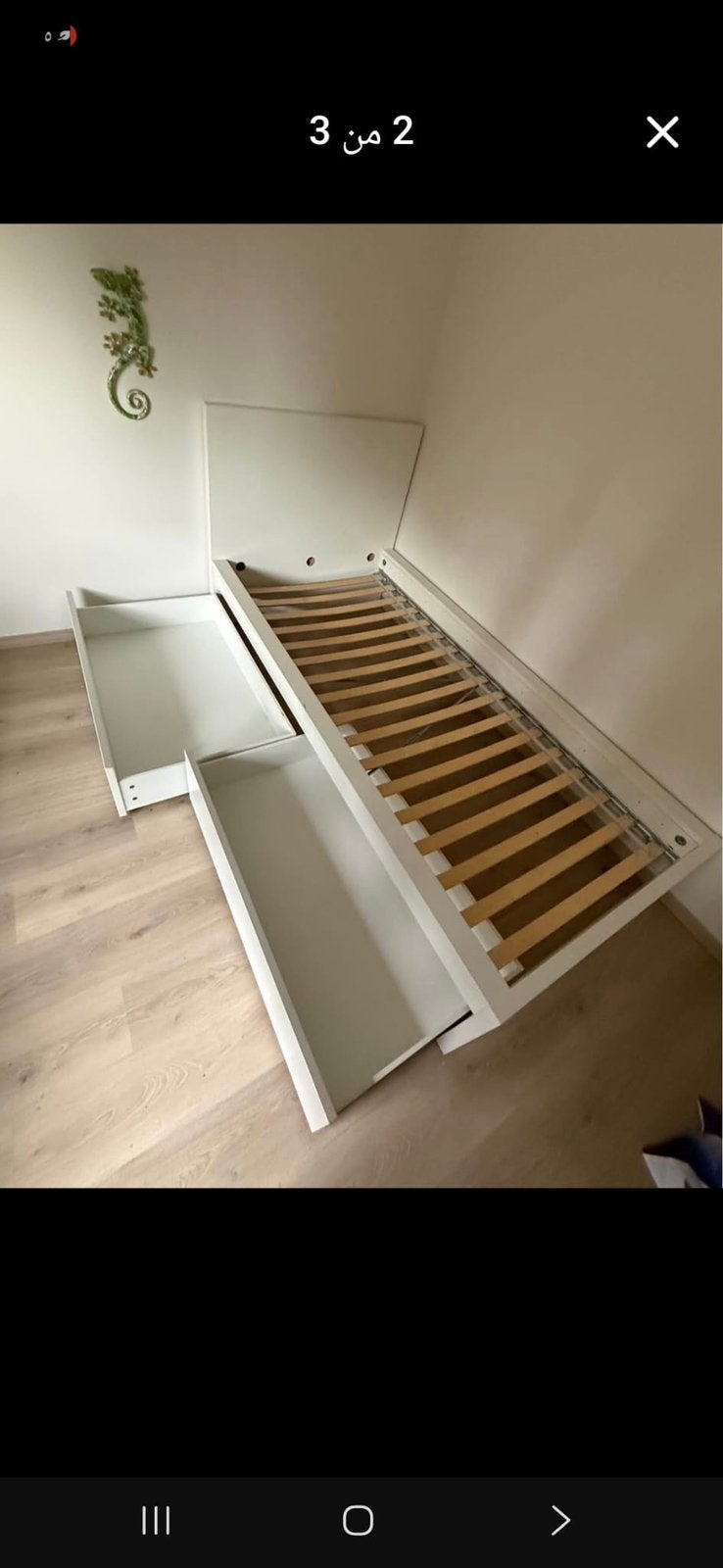 Bed met schuiven, 90 cm, Eenpersoons, Wit, Normaal bed