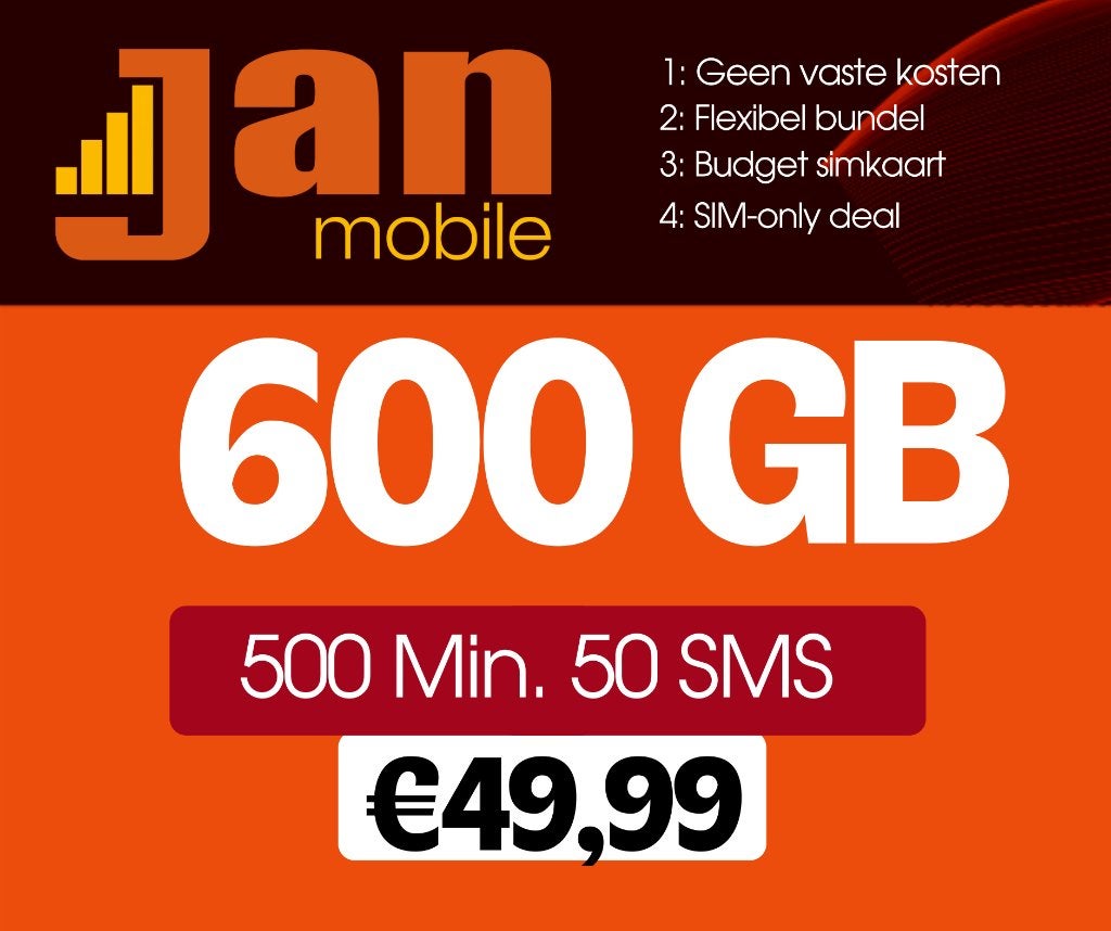 Jan Mobile Prepaid simkaart data bundel tegen lagere kosten, Telecommunicatie, Prepaidkaarten en Simkaarten, Verzenden, Nieuw