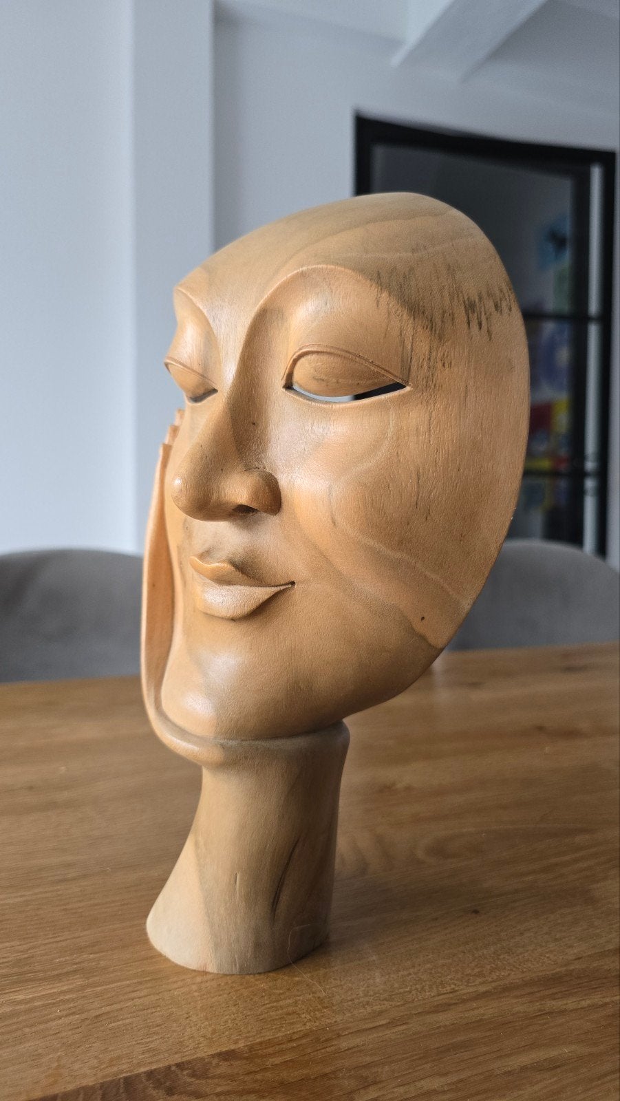 Masque décoratif: sculpture en bois balinais, Abstrait, Bois, Masque, Abstrait