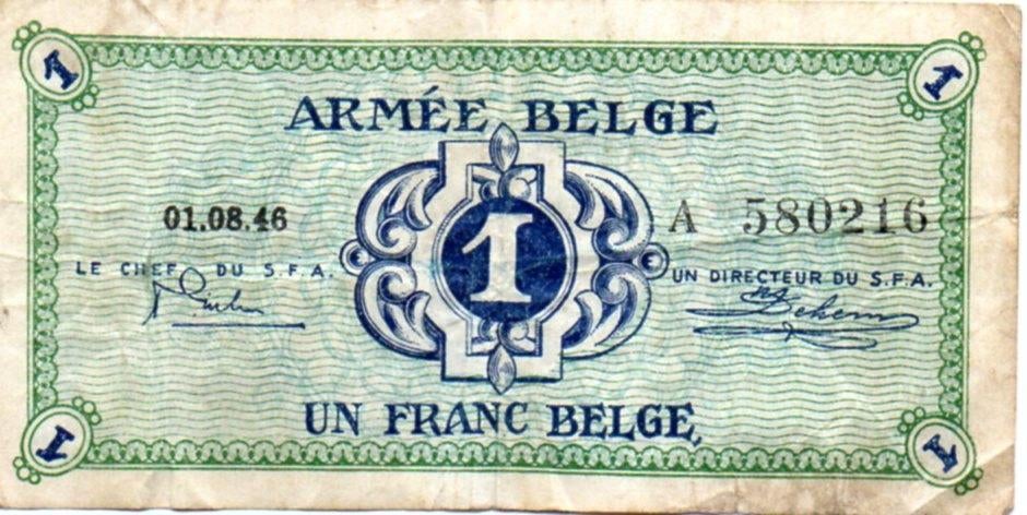 bezettingsgeld Belgisch Leger 1 BEF 01.08.46, Ophalen of Verzenden