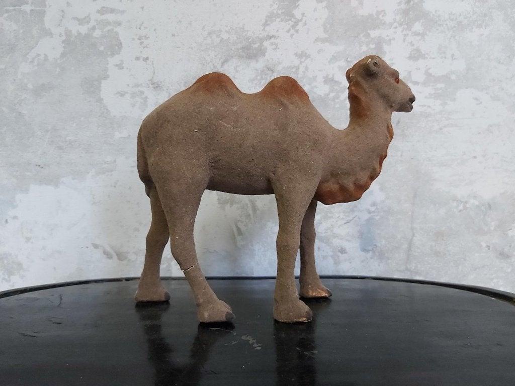 Oude decoratieve flock kameel, Antiek en Kunst, Ophalen of Verzenden