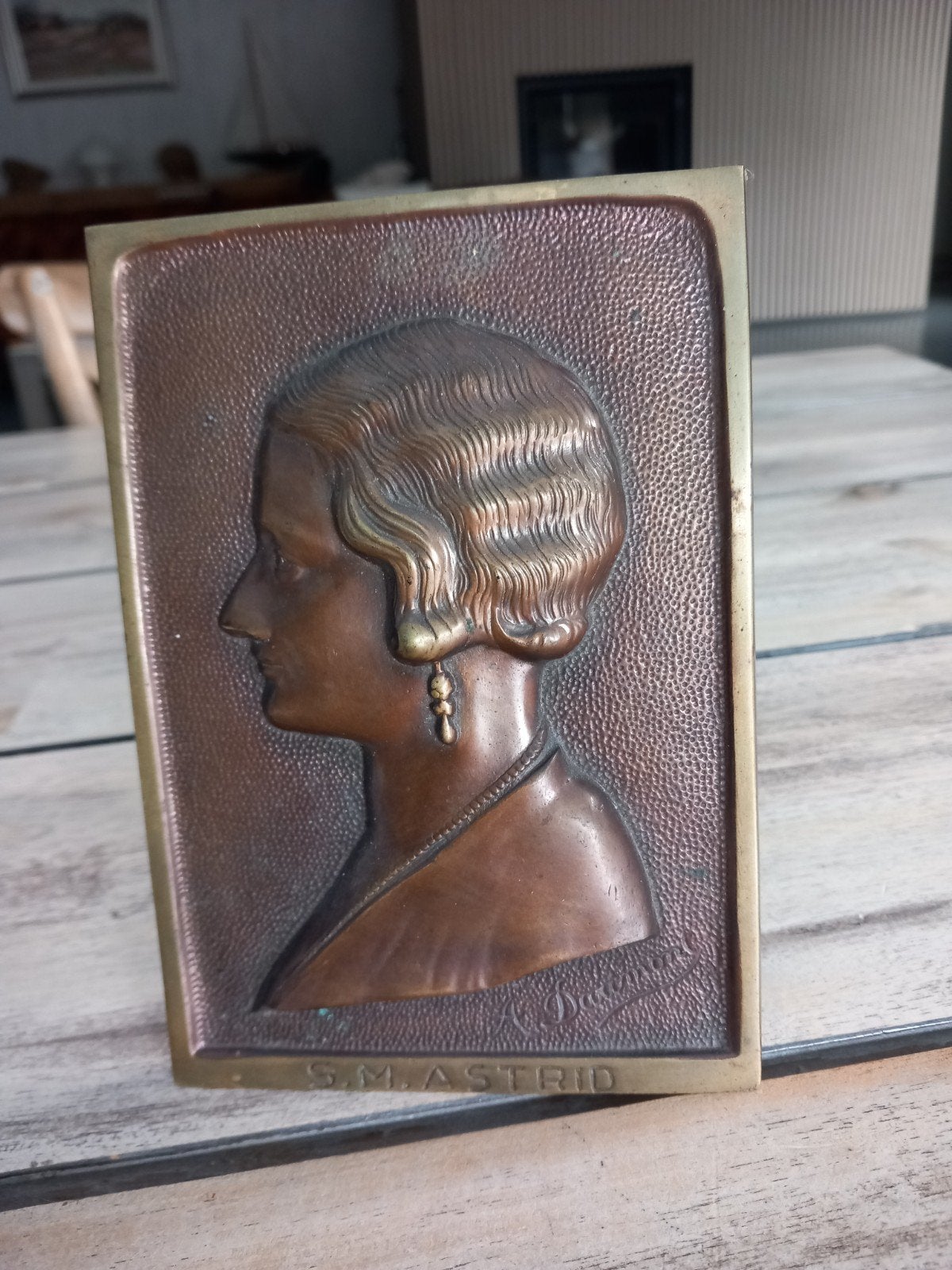 s.m.astrid-plaat, Ophalen of Verzenden, Brons
